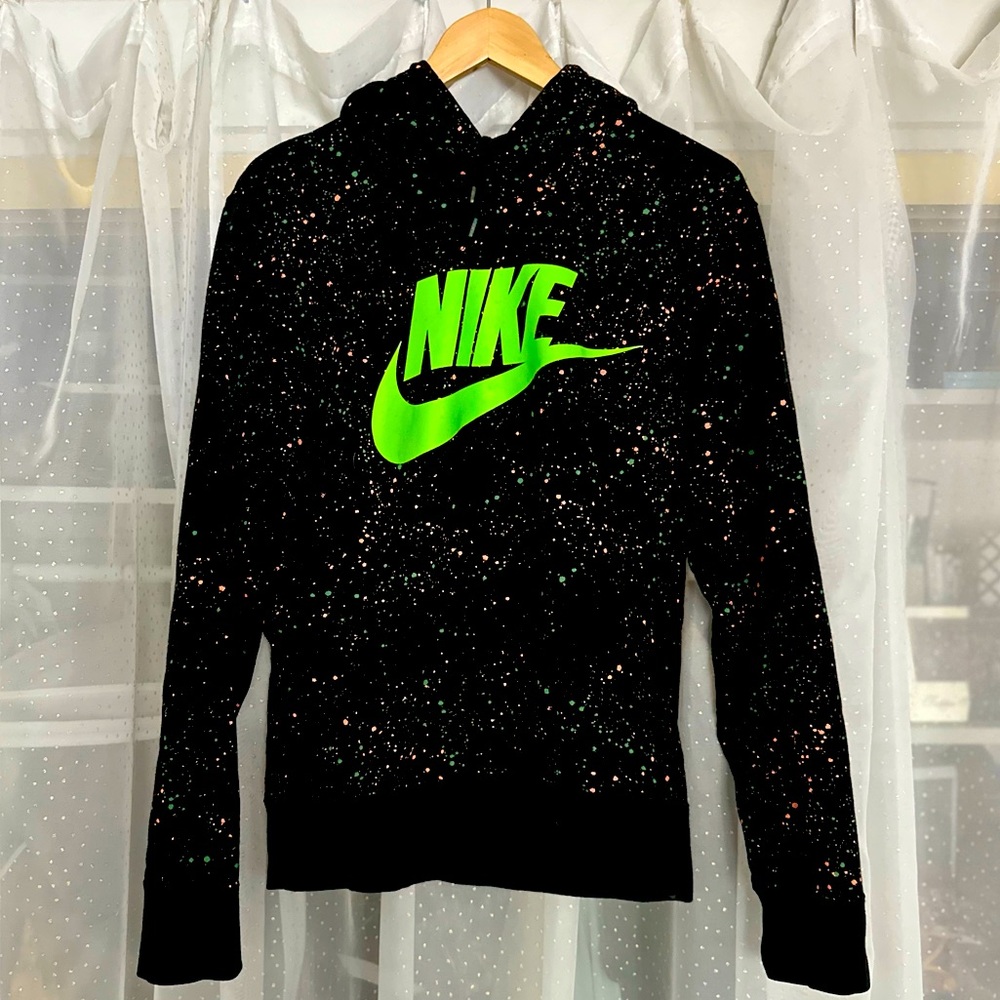 Nike Black Hoodie with Neon Green Logo